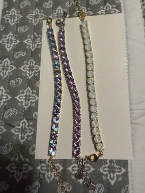 Park Lane Blue, Purple & opal Tennis Bracelet Trio